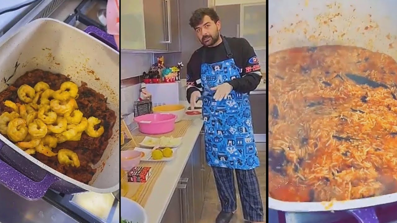 عقيل يطبخ لفرح عيش بالربيان مربين 😋