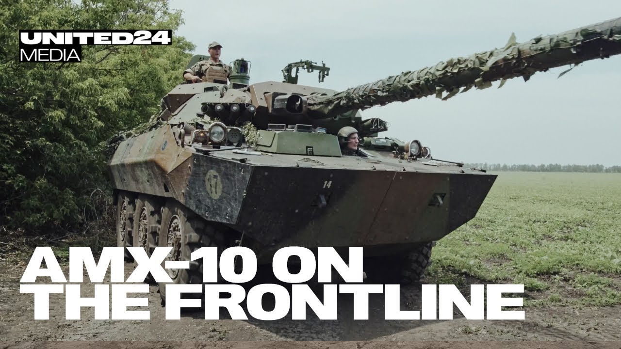 🇫🇷 Французский танк AMX-10 наносит удар по российским позициям на передовой во время украинского ...