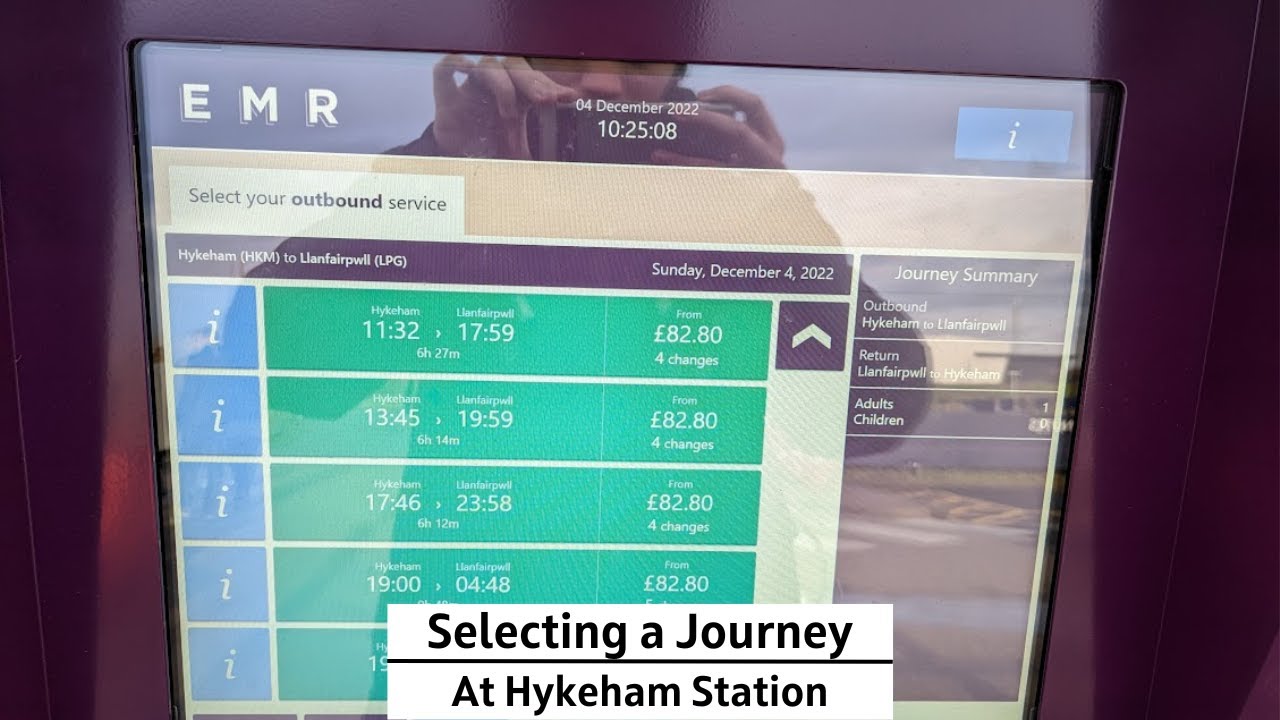 Selecting a journey on an East Midlands Railway ticket machine