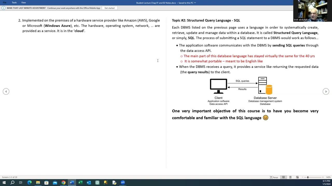 CIS111 Chapter 1 and 2 Student Lecture Notes - previous class