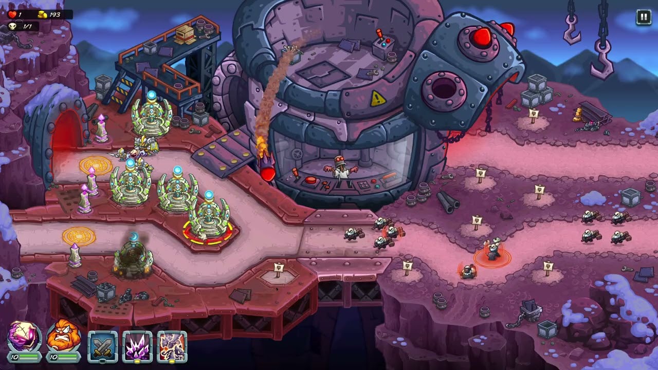 Kingdom Rush Alliance Невыполнимое испытание героя - 25. Колоссальное железное ядро ​​- Багровый