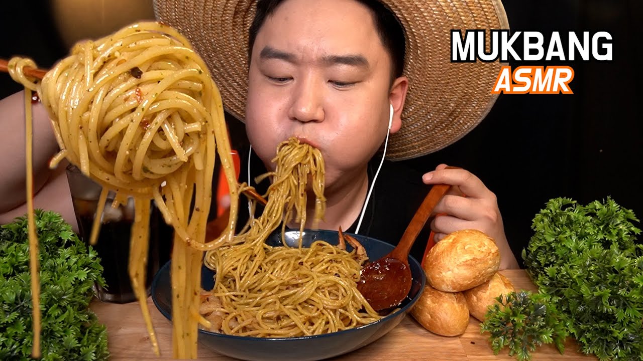 알리오 올리오(ft.바질 페스토)파스타 먹방 이팅사운드 ASMR AGLIO E OLIO Pasta(ft.Basil Pesto) COOKING & MUKBANG EATING Show