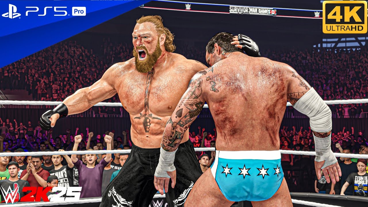 WWE 2K25 - Brock Lesnar Vs CM Punk - WWE World Heavyweight Championship Match | PS5 Pro [4K60]