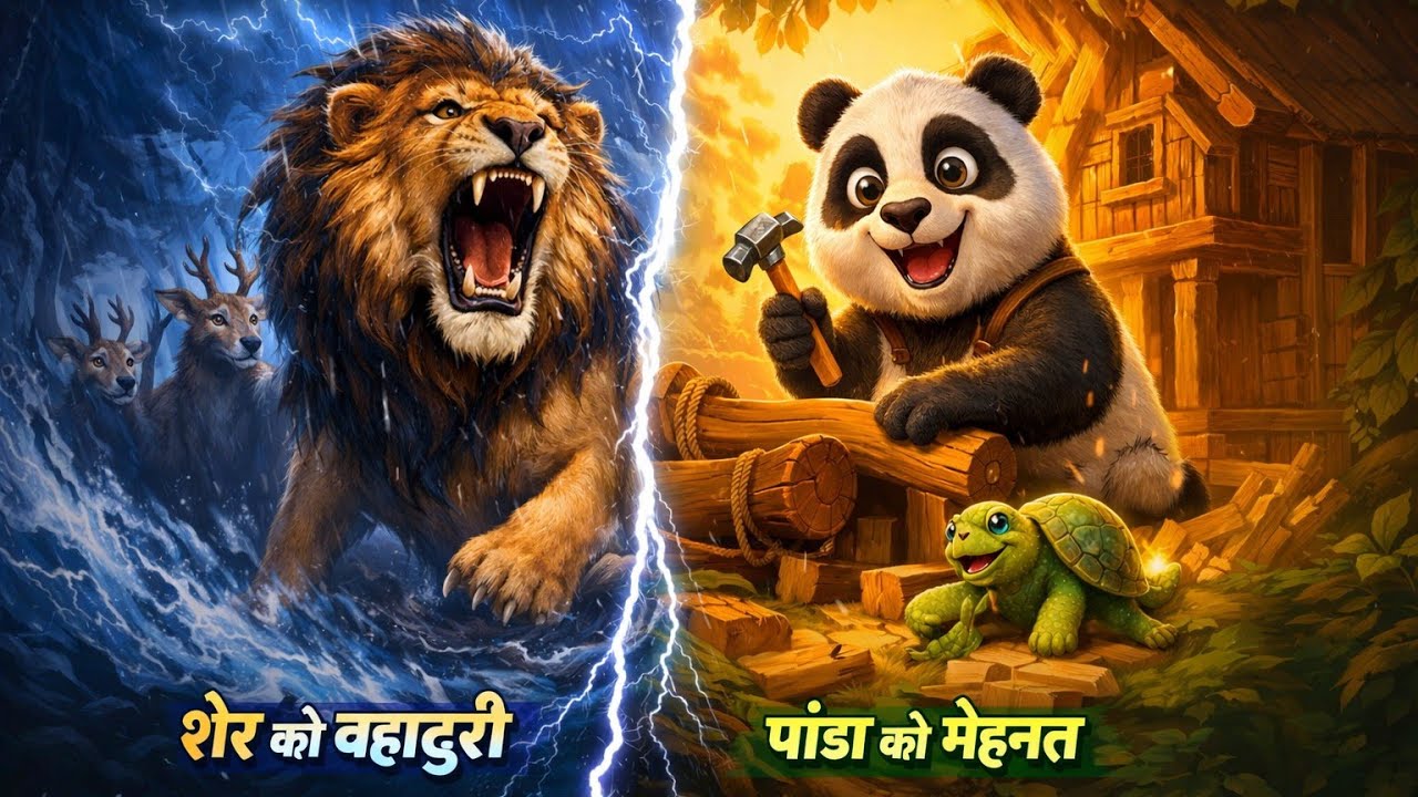 यह कहानी है शेरु टाइगर (और डरपोक पंडा की#kidsmasticartoon#trendingshorts 