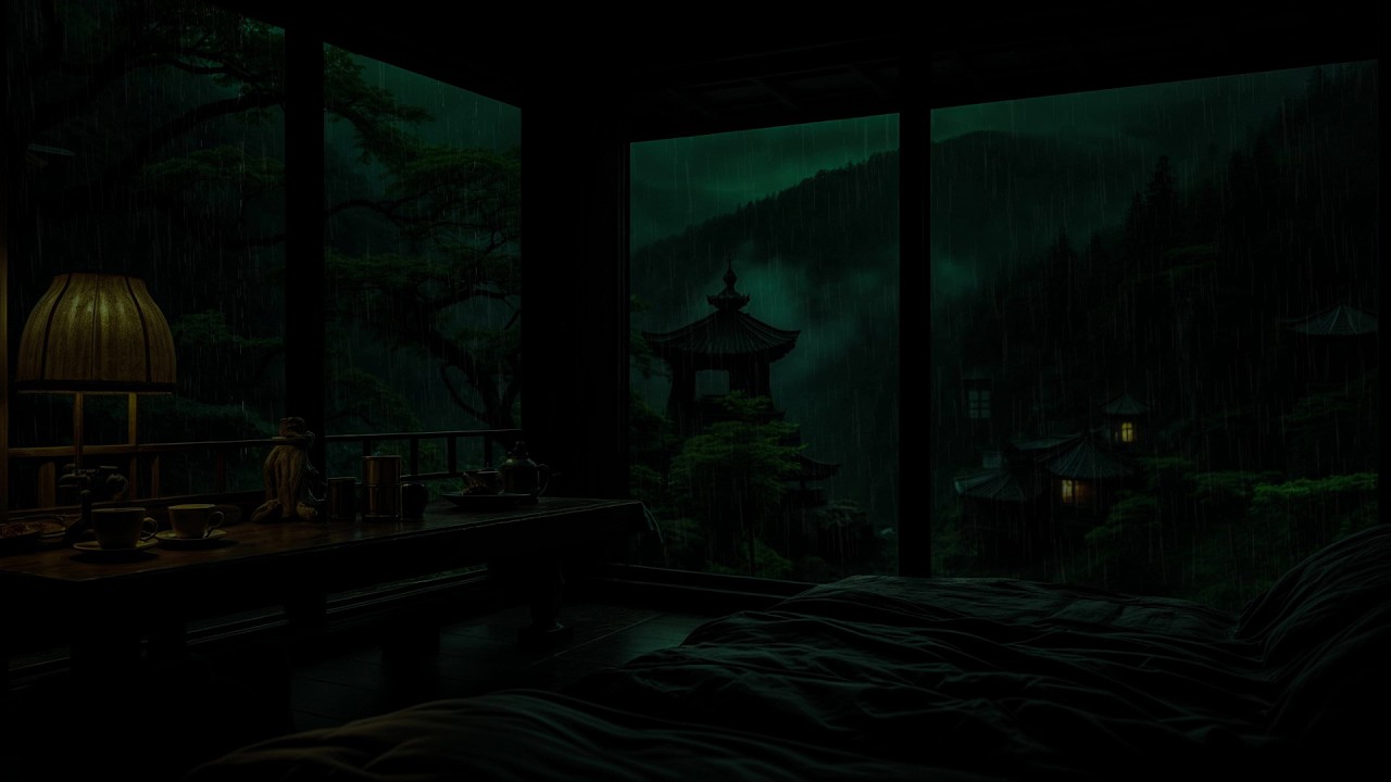 Soft Spring Rain Along the Riverside Cabin 🌧 | Deep Tranquil Night for Restful Sleep & Stress Relief