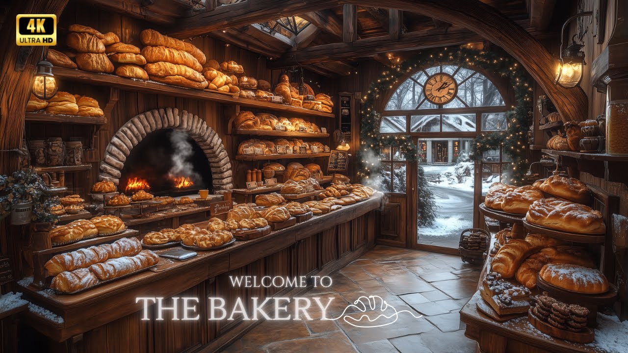 Rustic French Bakery Ambience 🥐 Crackling Fire Sounds In 4K For A Cozy Escape 🎧