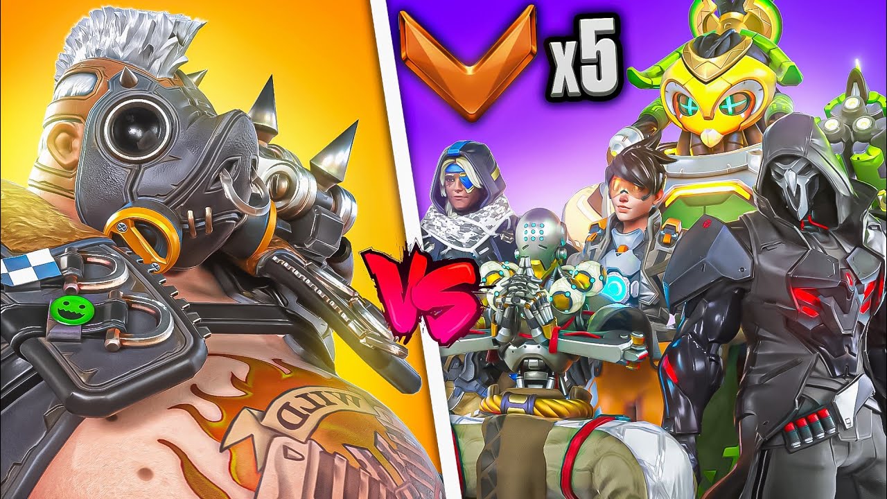 The #1 Roadhog in the WORLD vs 5 BRONZE players