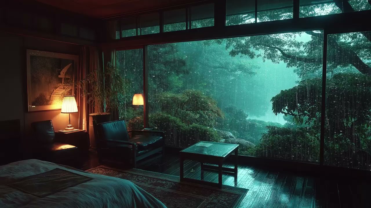 Bedroom Rain Piano 🎹 | Soft Piano Music with Rain Outside | 3 Hours Relaxing Study Sleep Focus