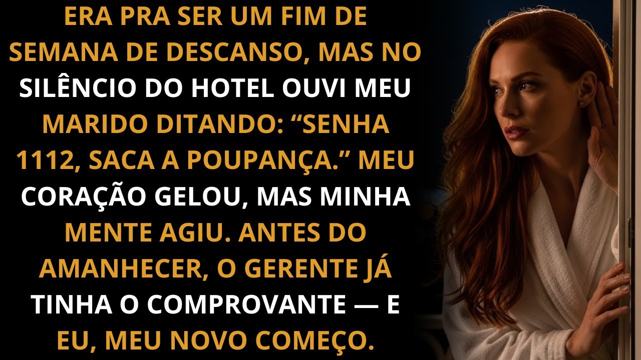 No hotel, ouvi meu marido ditar: “Senha 1112, saca a poupança” — mandei o comprovante pro gerente...