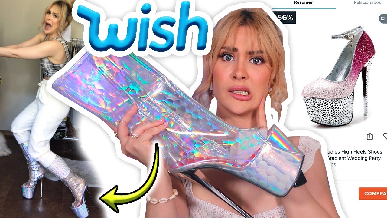 PROBANDO LOS ZAPATOS MÁS GLAMOUROSOS Y RAROS DE WISH...😱 OMG