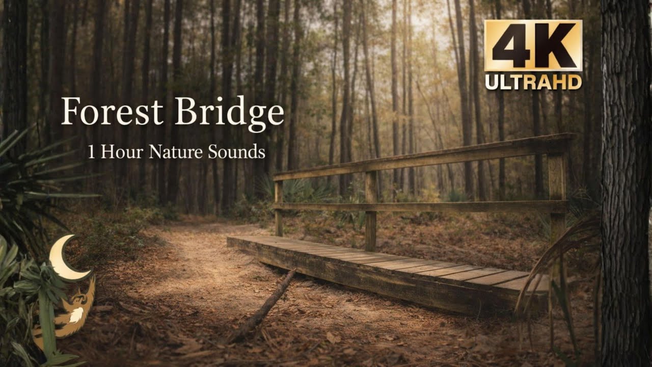 Forest Bridge Ambience | 1 Hour Nature Sounds | Peaceful Woodland Atmosphere 4K