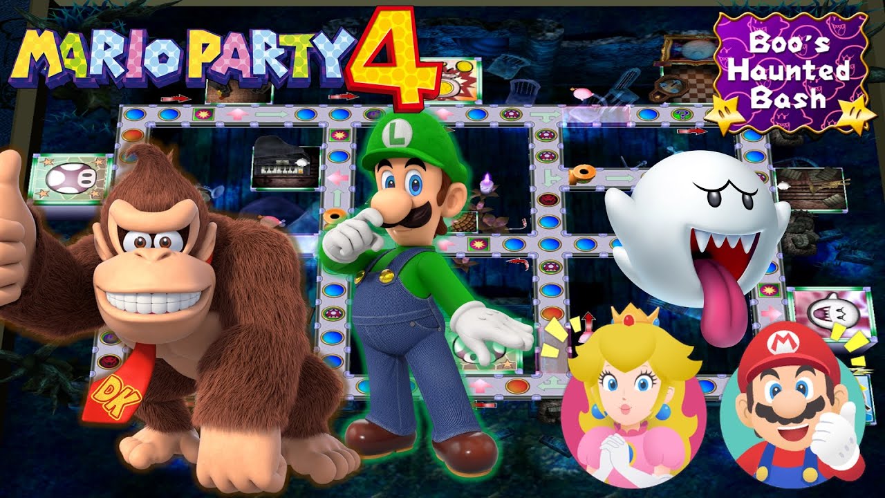 Mario Party 4 - Donkey Kong & Luigi vs Peach & Mario - Boo's Haunted Bash