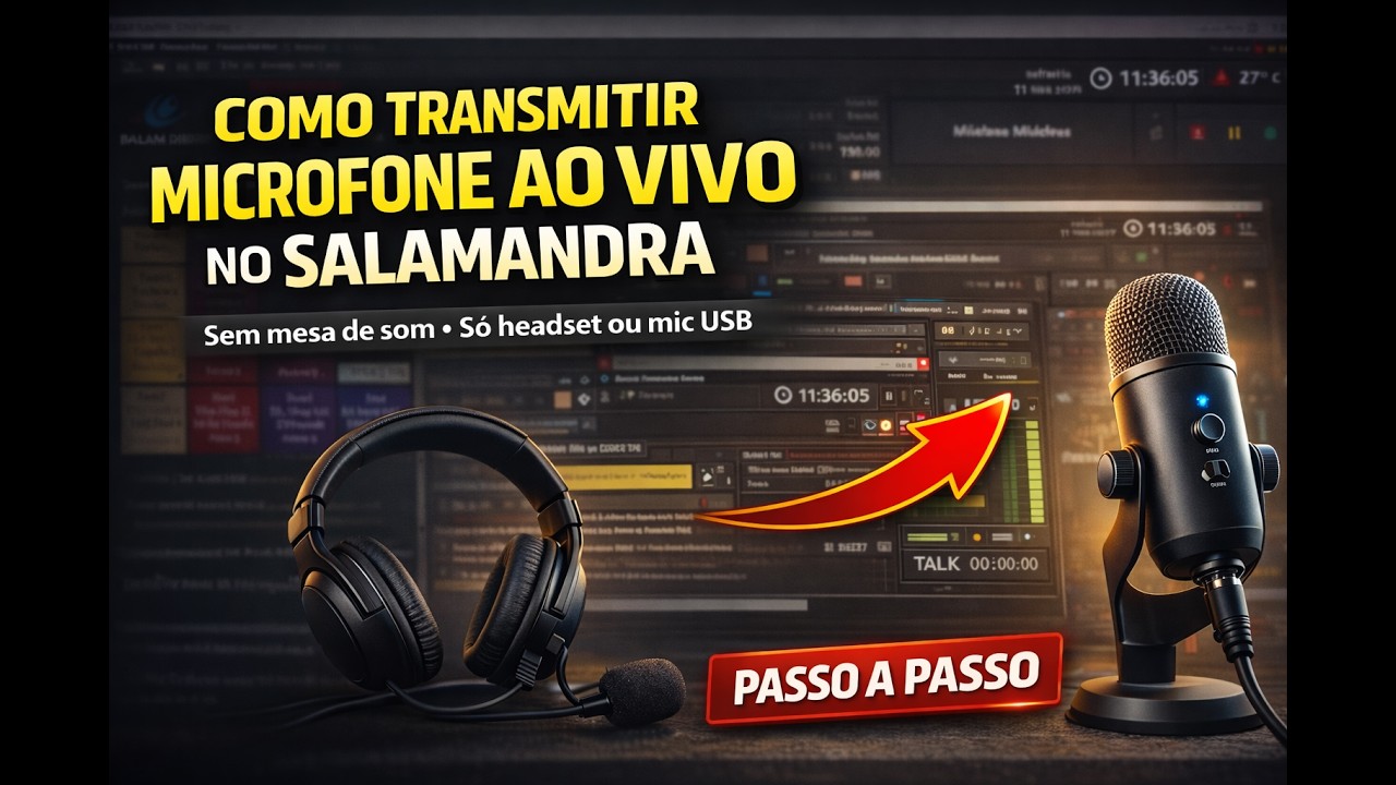 COMO TRANSMITIR MICROFONE AO VIVO NO SALAMANDRA SEM MESA DE SOM – Tutorial Completo