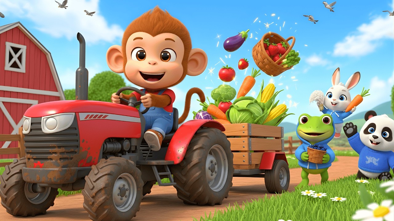 Monkey Cartoon | Farmer Monkey Harvests Eggplant 🐒| Deserted Island Survival Adventure 😱| Funny Farm