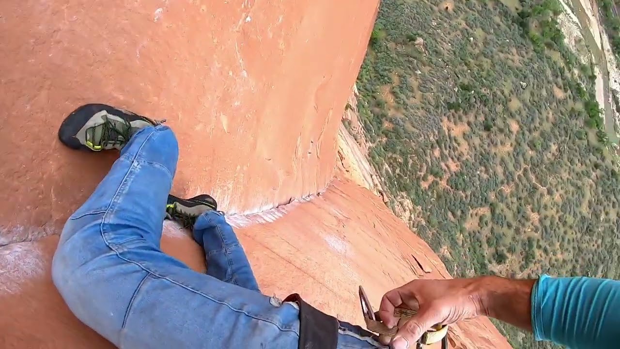 a pitch on The Moonlight Buttress (5.12c) , Zion national park.