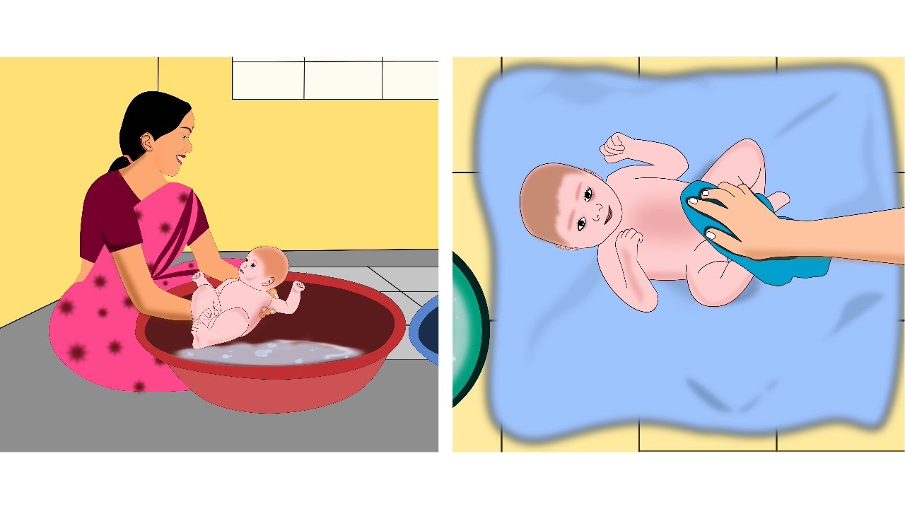 How to bathe a newborn- Hindi- नवजात शिशु को नहलाने के तरीका