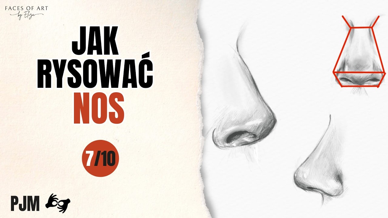 Jak narysować nos - na co zwrócić uwagę | Kurs portretu PJM | 7/10