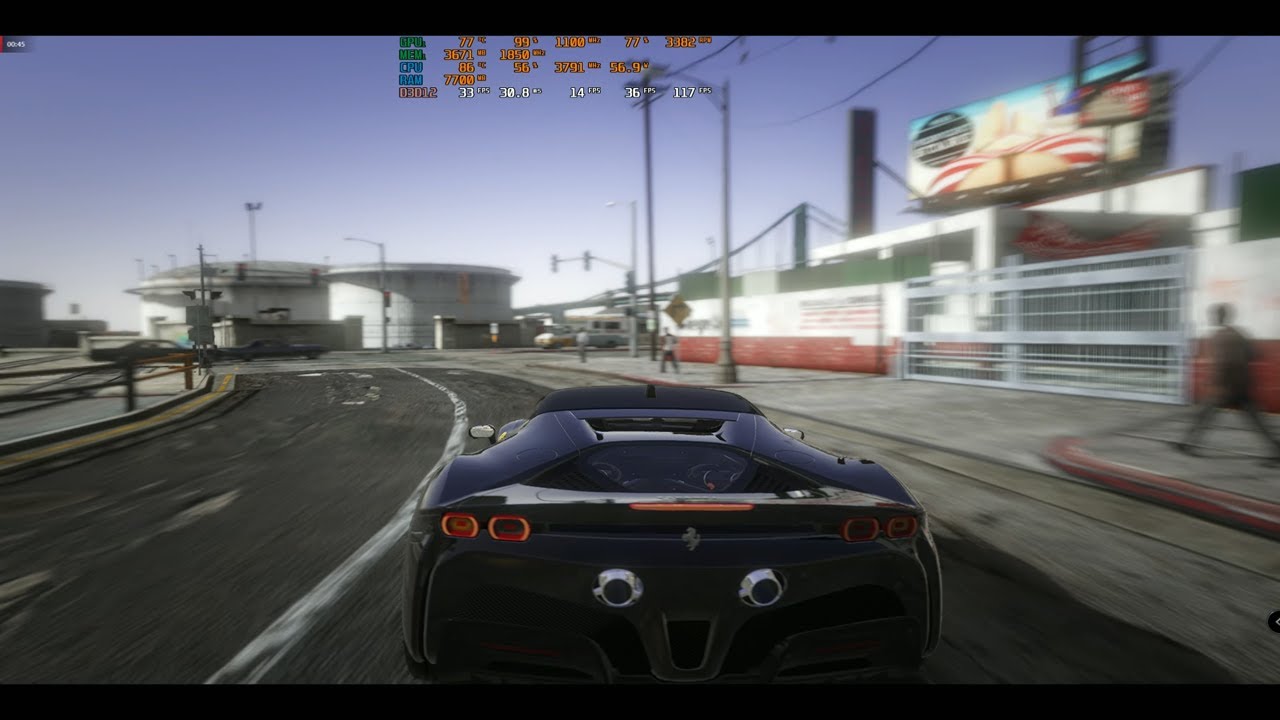 GTA V Enhanced | MaxedV Graphics Mod | i7 4790 + RX 560  Raw Gameplay + MSI Afterburner Stats