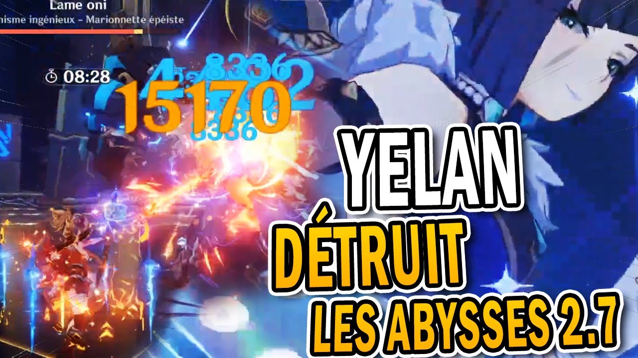 Gameplay YELAN nouveaux ABYSSES 2.7, destruction en monocible ft Xinqiu | Genshin Impact