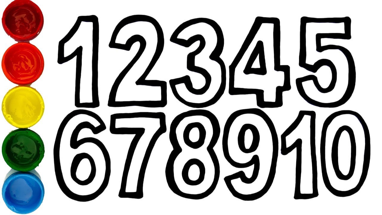 10 Numbers Cake Coloring, painting and drawing for kids, toddlers