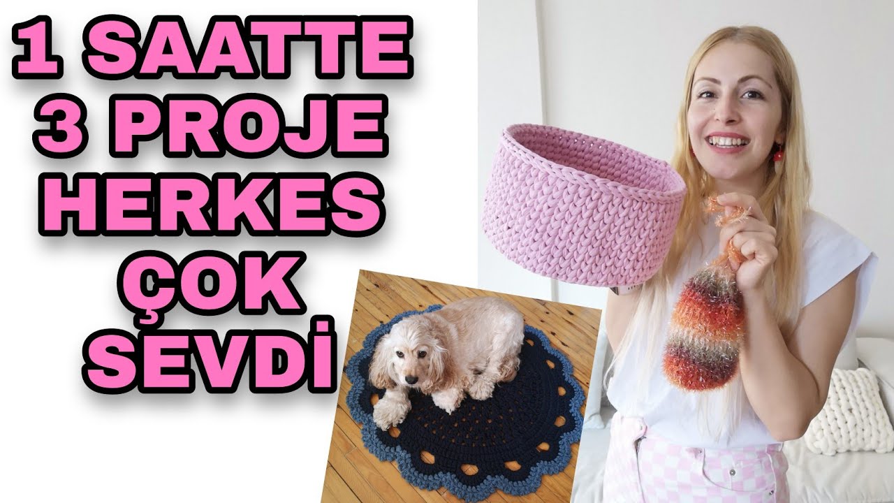 EVİNİZ İÇİN ÜÇ KOLAY PROJE 🤩 | SEPET, PASPAS VE SABUN LİFİ YAPIYORUZ 🤓 | Easy Crochet Ideas | Diy