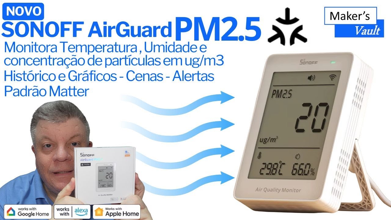 Sonoff AirGuard PM2.5: Monitor de qualidade do ar | Detecta partículas | Padrão Matter