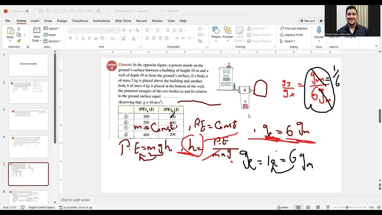 questions on potential energy and law of conservation of energy Eng. Boula Hany