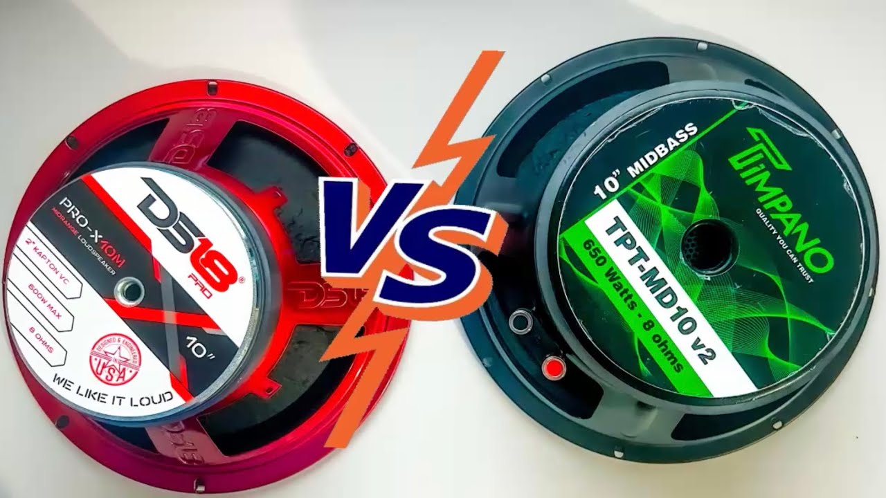 DS18 PRO-X10M VS Timpano TPT-MD10 V2 10 Inch Midbass Speaker