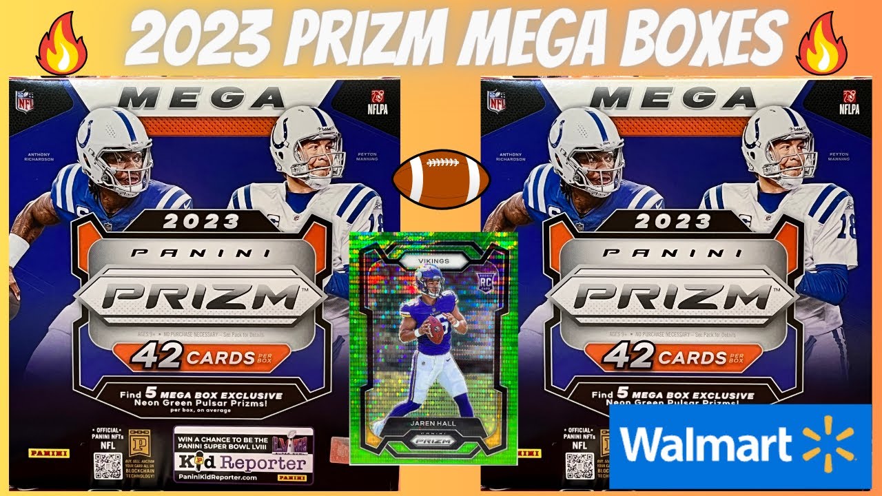 2023 Prizm Football Mega Box from Walmart Neon Green Pulsar Parallels + Silver Prizm + Relic Cards
