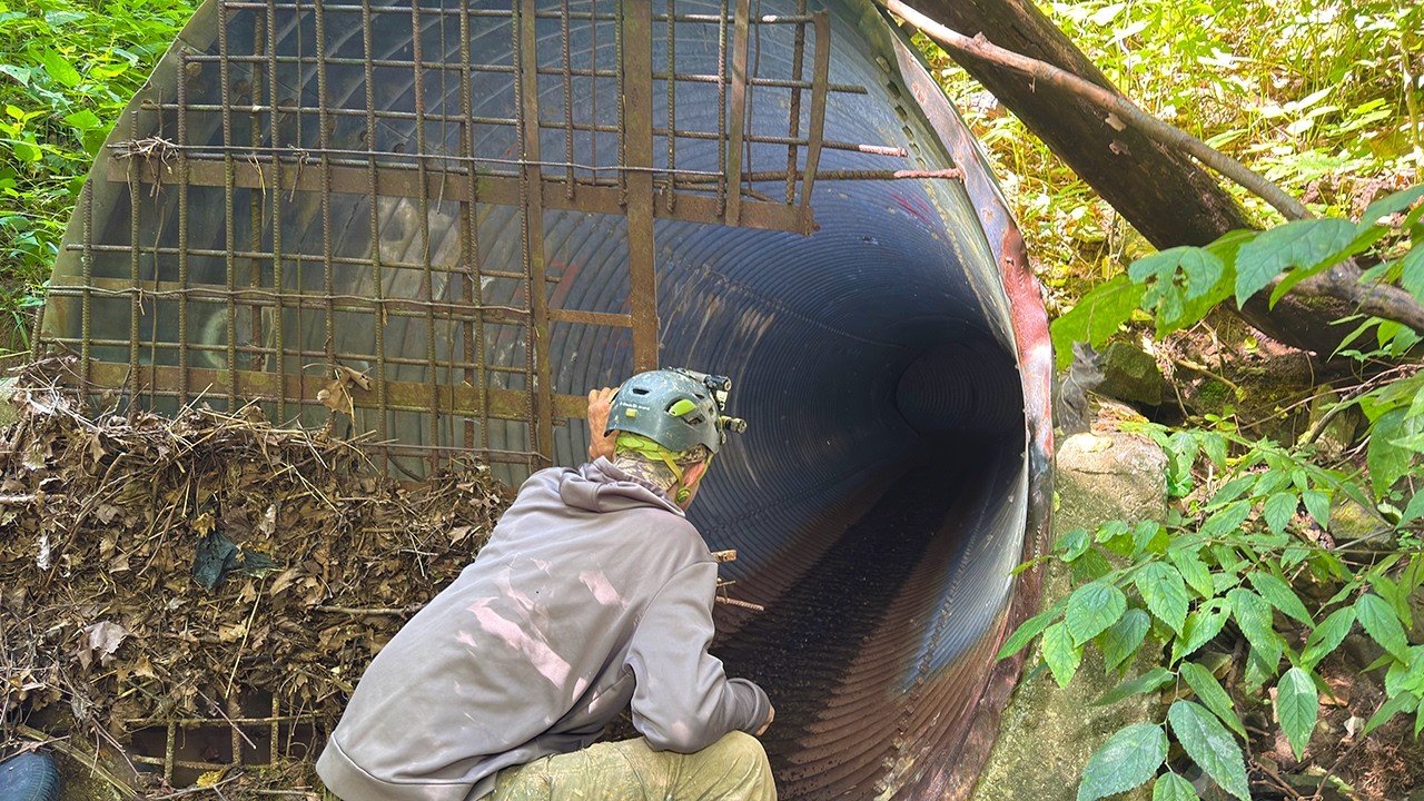 Secret Cave in a Water Pipe Beneath the Interstate