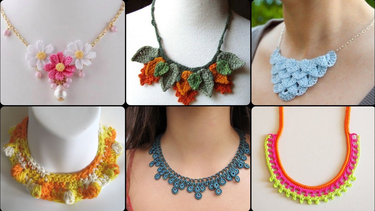 Newest gorgeous crochet necklace Diy statement necklace Crochet flower necklace for summer wearing