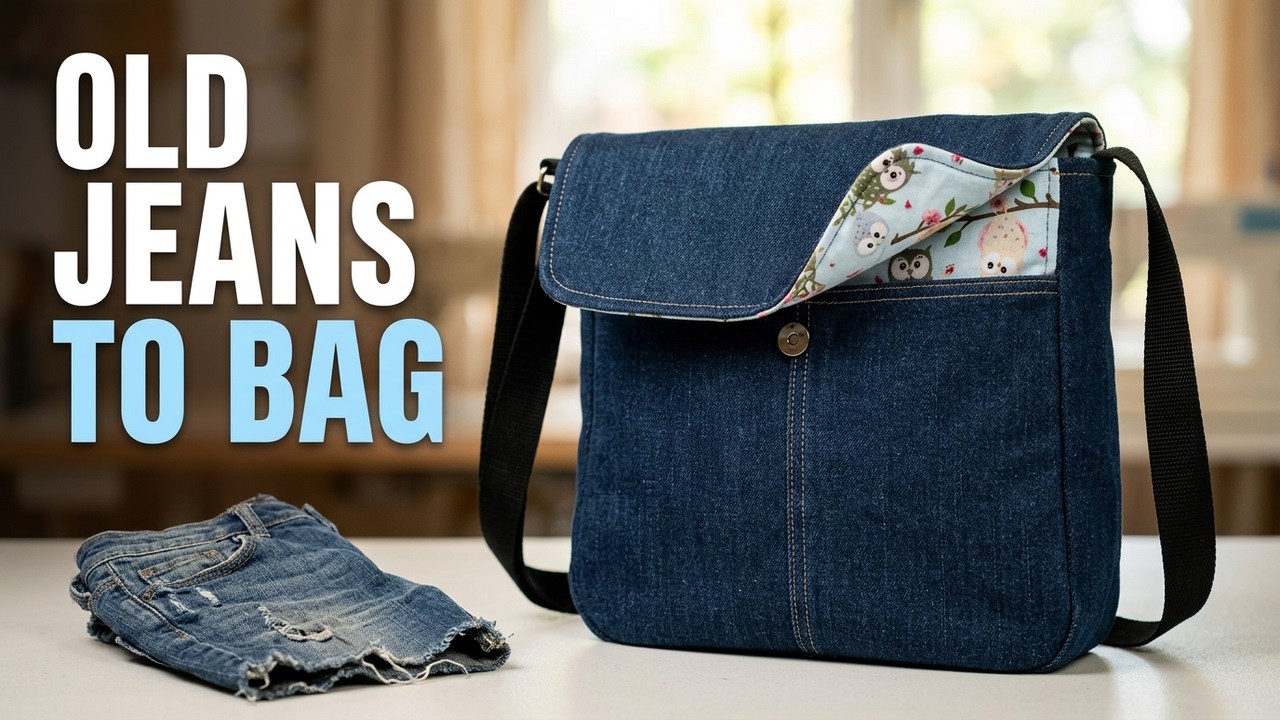 DIY How to sew DENIM CROSSBODY BAG from old jeans and shirts | Sewing Easy | Best upcycle ideas