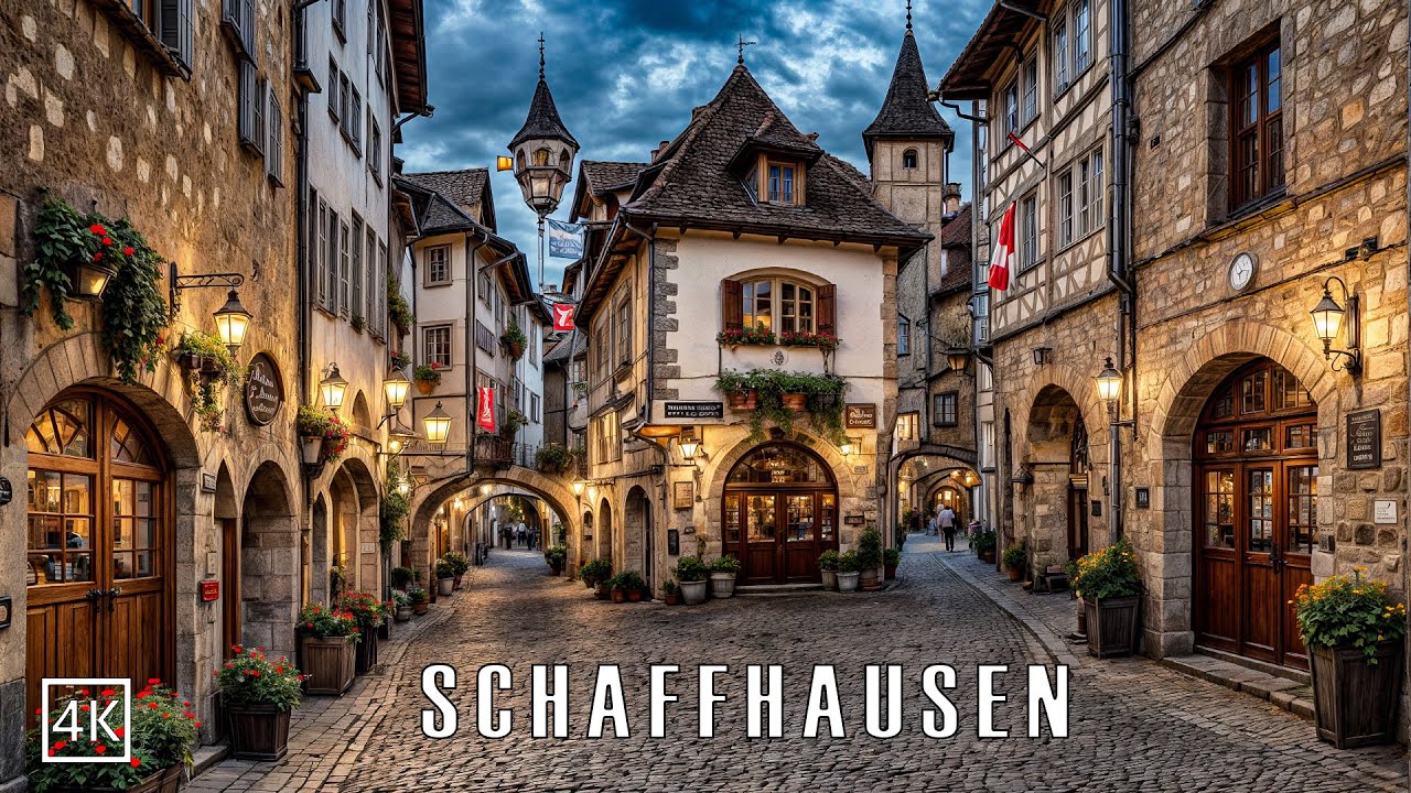Schaffhausen Switzerland 🇨🇭 A Cosy Evening Walk Through Schaffhausen’s Historic Old Town 4K