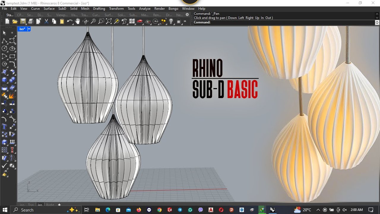 How to Design Bubble Lamp Design in Rhino | Lighting Fixture Modeling in Rhino | Rhino SubD Tutorial