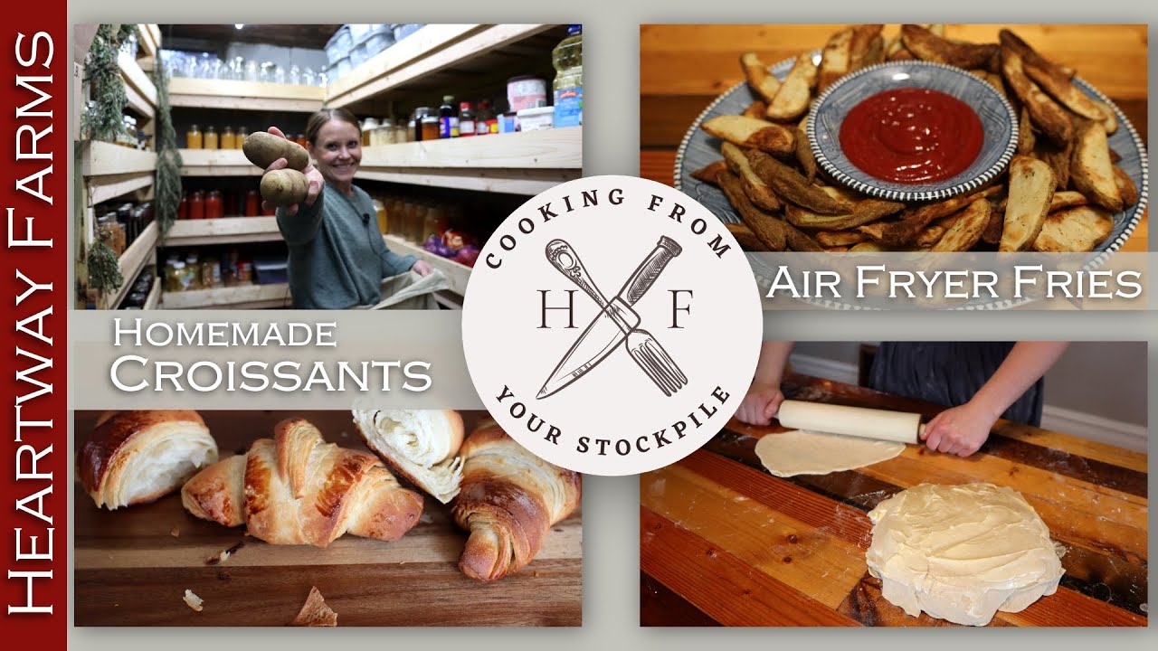 Easy Homemade Butter Croissants | Air Fryer | Tuna Salad | Potato Wedge Fries | Stockpile Dinner