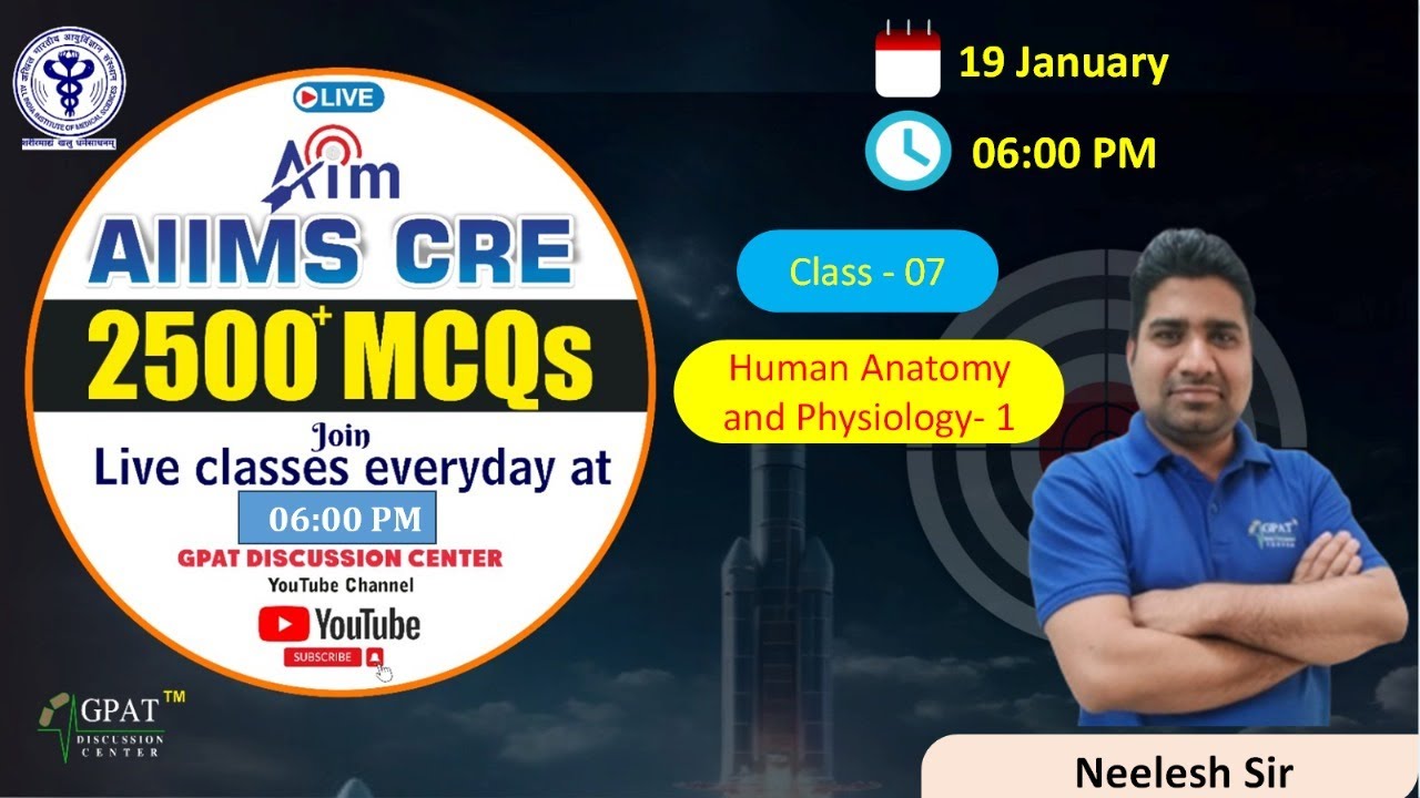 AIIMS CRE PHARMACIST MCQ SERIES✍️CLASS- 07 | HUMAN ANATOMY AND PHYSIOLOGY-I | AIIMS CRE aiimscre2025