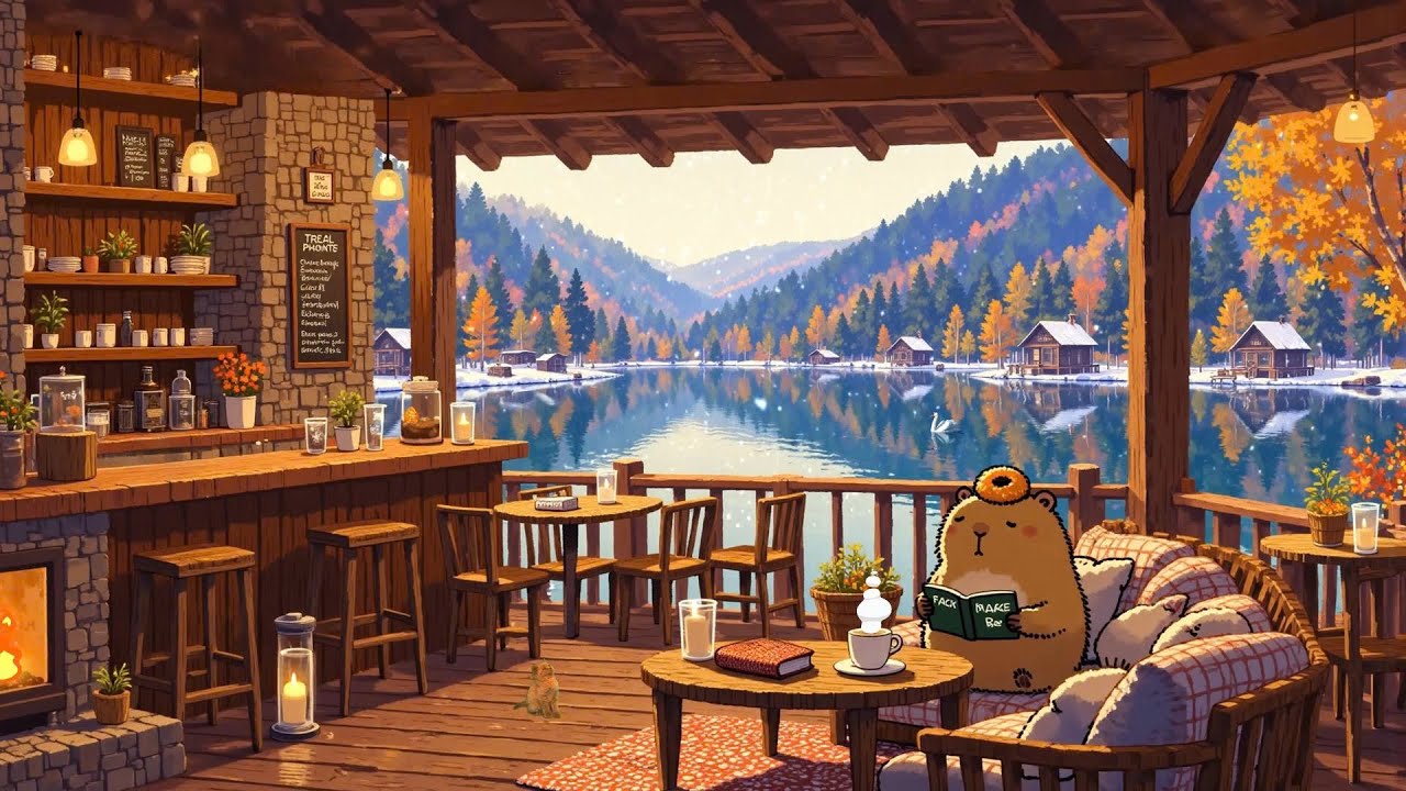 Lakeside Lofi Mood ☕ Chill Beats in a Cozy Porch Setting ❄️Lofi Deep Focus to study/work/relax