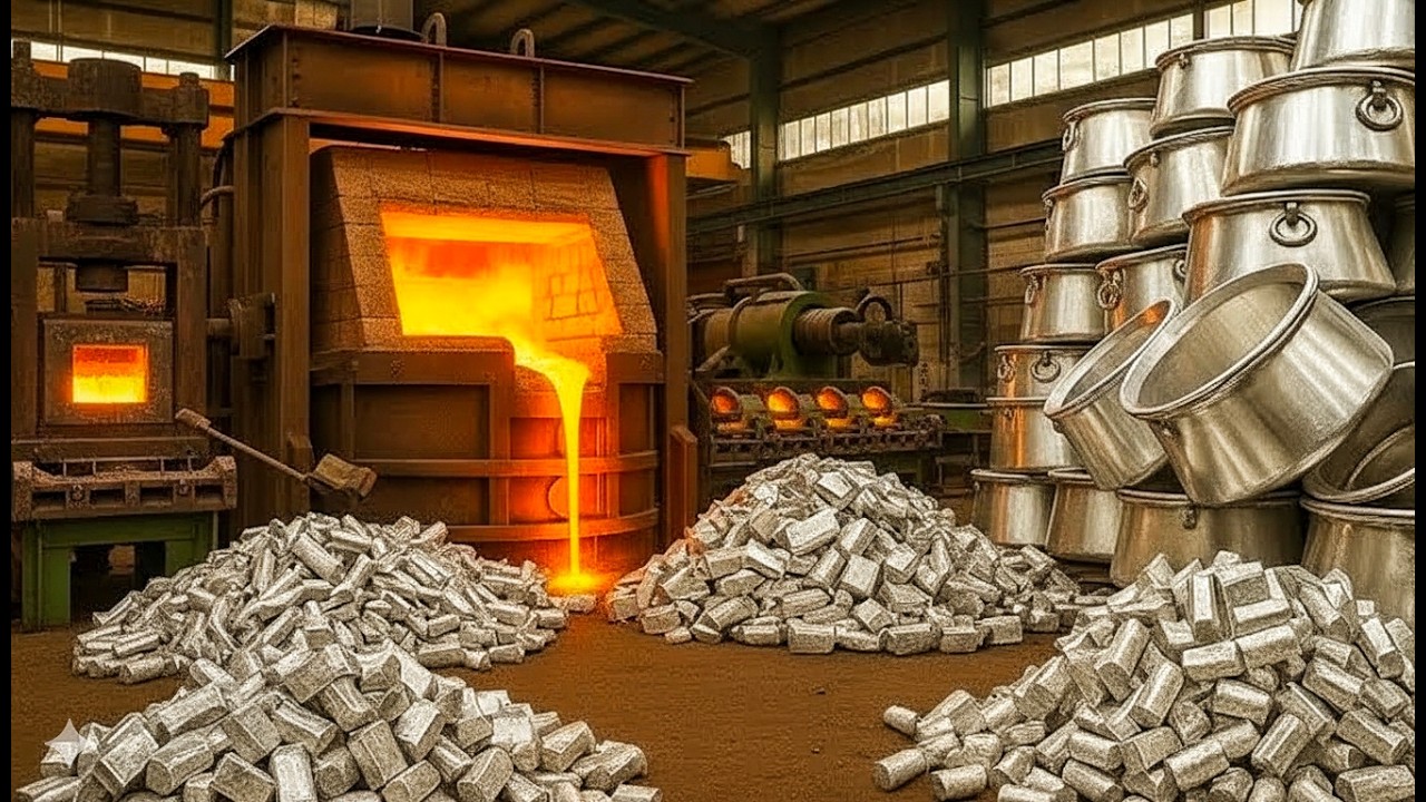 Incredible Process of Recycling Aluminium Scrap into The World Largest Cooking Pots| Factory process