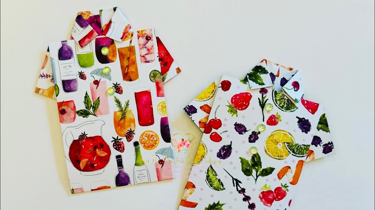 How to Make an A2 Men’s Tropical Shirt Card Gift Card Money Holder - Stampin’ Up! Celebratory Sips