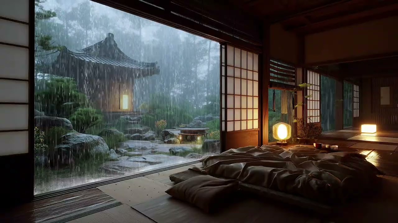 Peaceful Rain & Piano Music - Calm Your Mind, Relieve Stress, and Fall Asleep Easily | Warm Bedroom