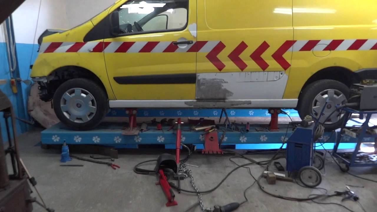 Fiat Scudo. рихтовка порога, крыла. финиш по борту.