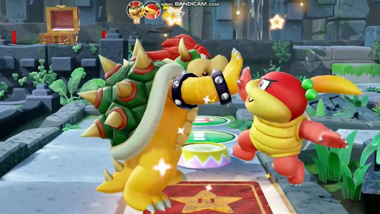 Super Mario Party - Bowser and Pom Pom doing the High Five (HD)