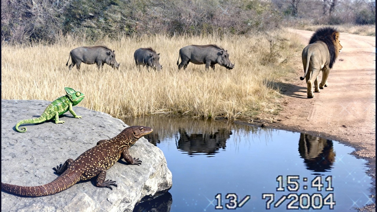 😊Warthog / Vlakvark | Verkleurmannetjie / Chameleon | Leeu / Lion | Kruger National Park