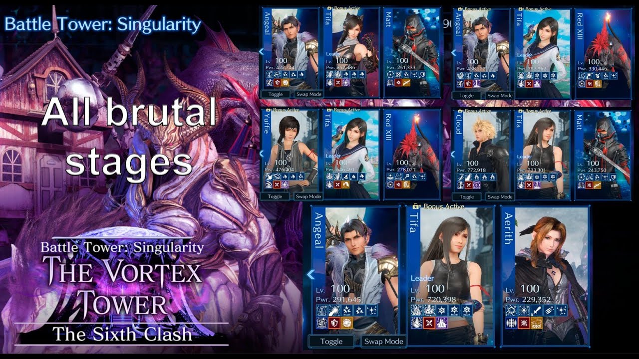 FF7 Ever Crisis Battle Tower Singularity: The Sixth Clash Brutal [B1-B2-B3-B4-B5]