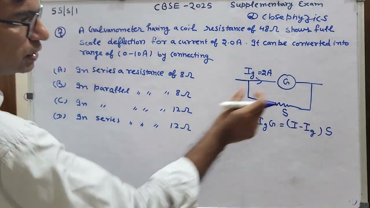 A galvanometer having a coil resistance of 48  shows full-scale deflection for a current of 2&middot;0 A.