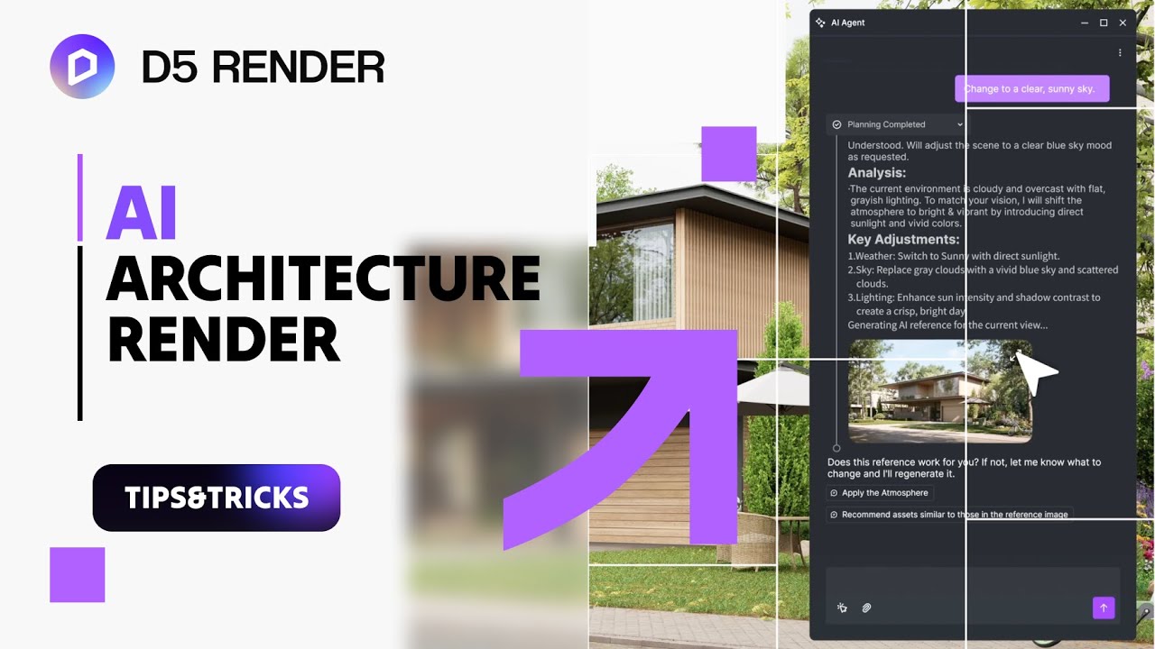 How to automate architectural render with AI Agent: environment, vegetation, lighting