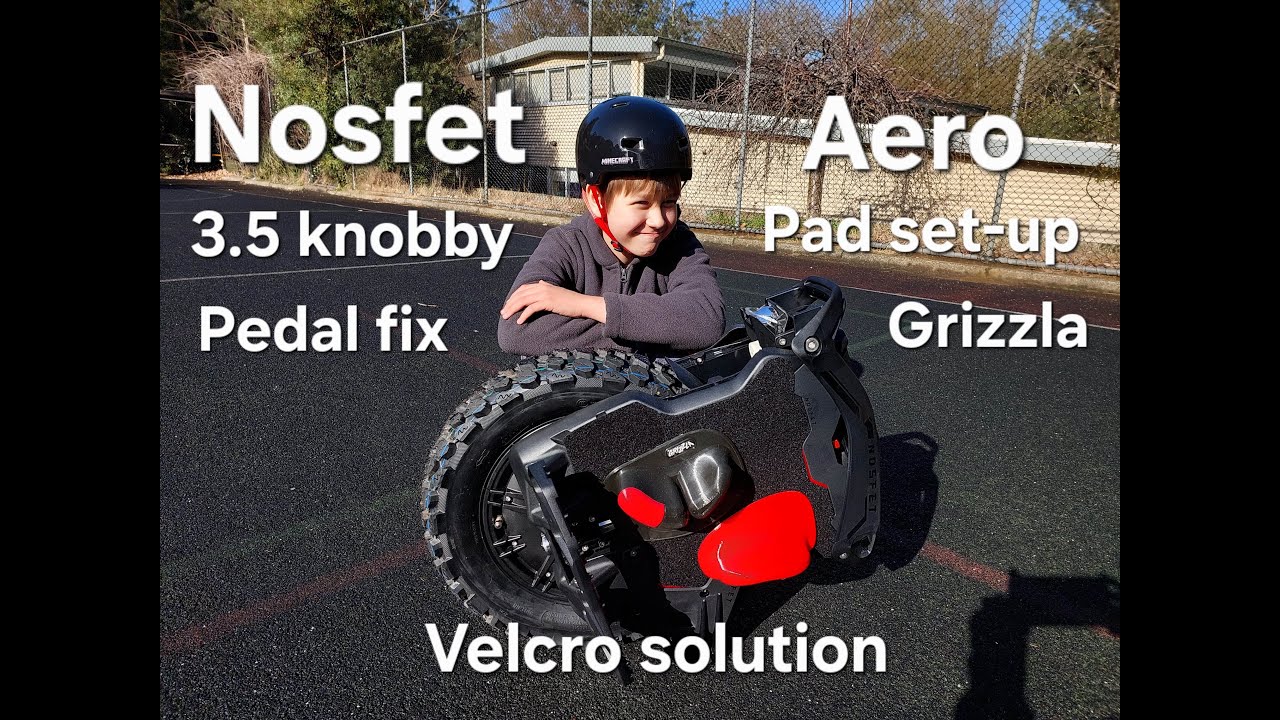 Nosfet Aero with 3.5 inch knobby tyre. Even side fix for Grizzla Pads and a Pedal Riser alternative