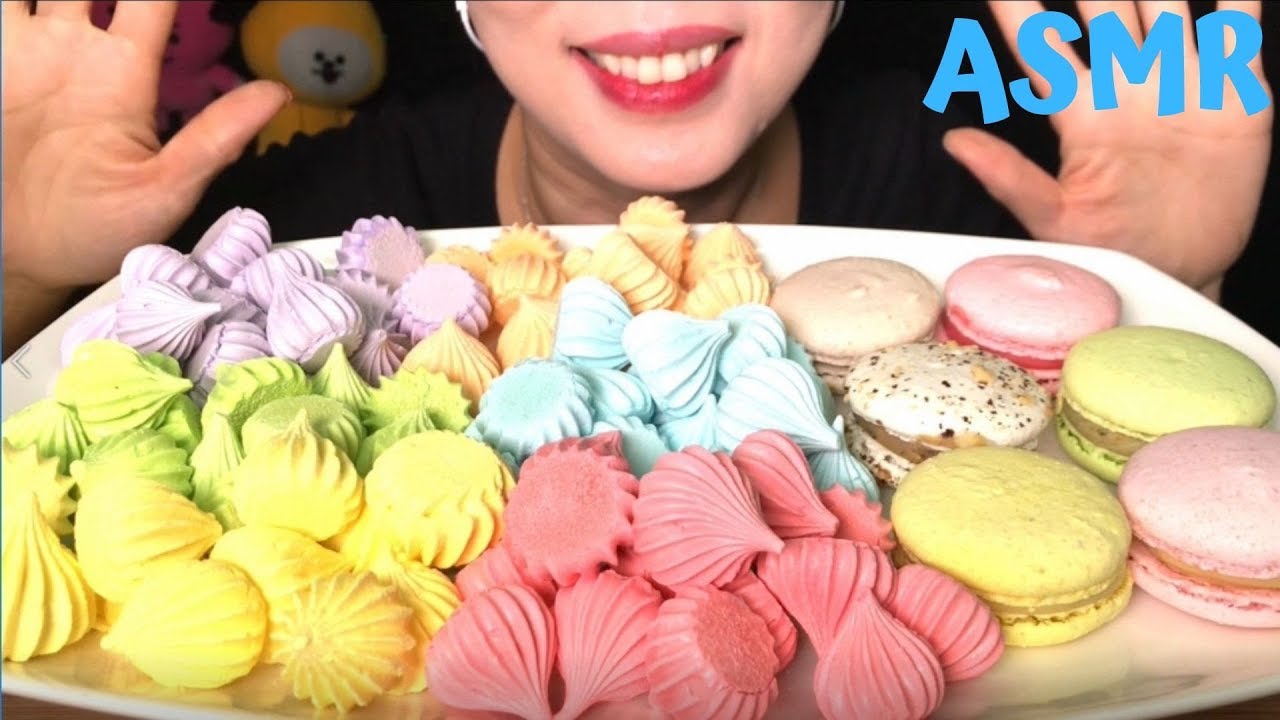 ASMR Meringue & Macaron Eating Sound 머랭쿠키 & 마카롱 먹방 리얼사운드