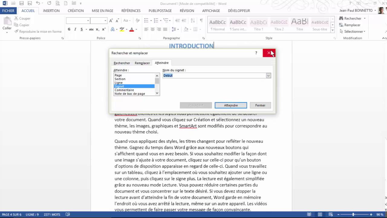 Word - Comment insérer des Signets dans un document Word