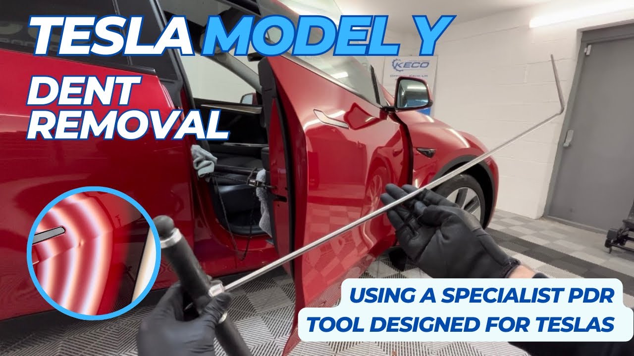 How to remove a door dent from a Tesla Model Y | specialist PDR dent removal tools | #tesla #pdr